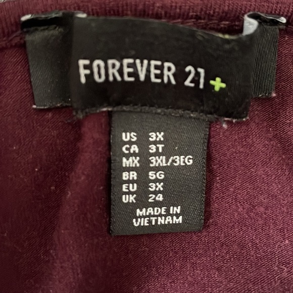 Forever 21 Long Sleeves Dark Purple Ruffled Crop Top Size 3X - Picture 9 of 9